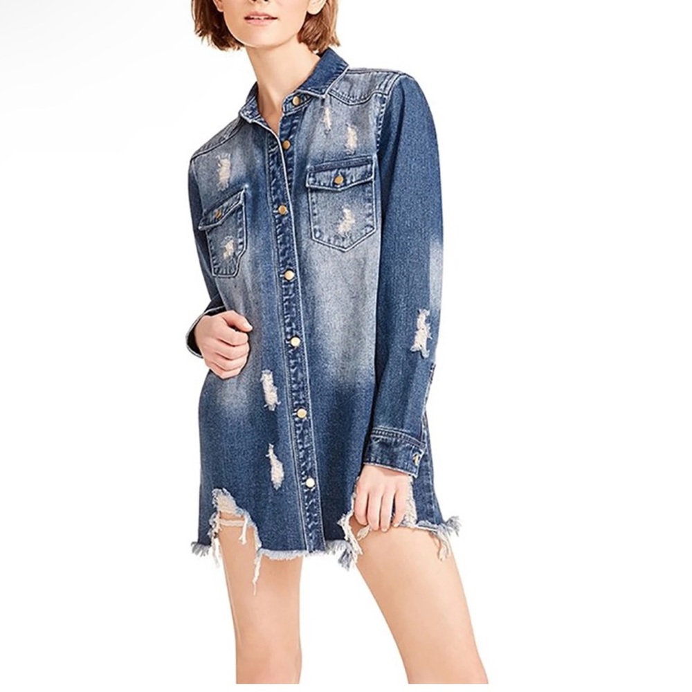 STEVE MADDEN xMadden Girl Distressed Shacket- Never Worn